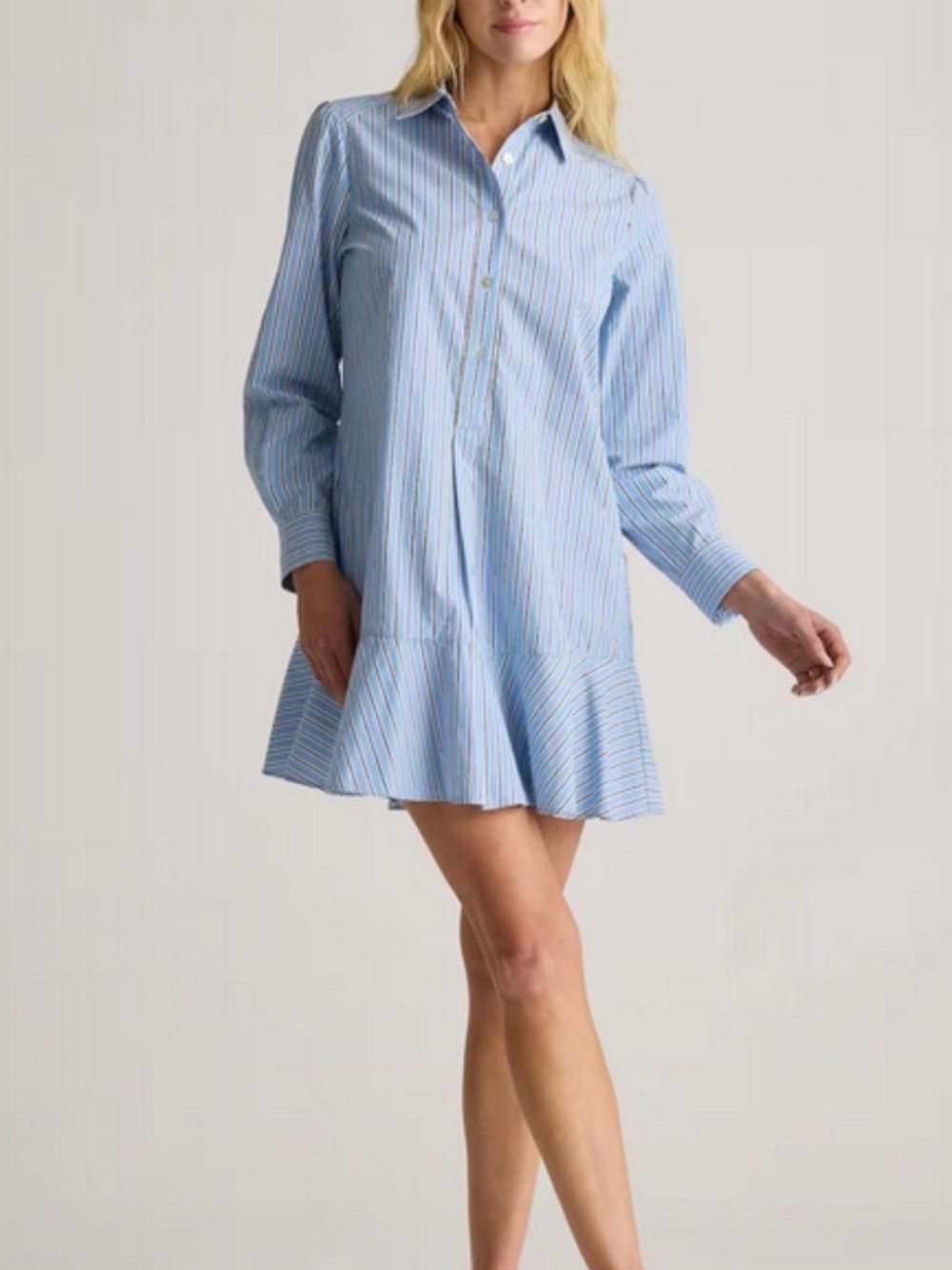 NWT Quince Drop Waist Striped Shirtdress